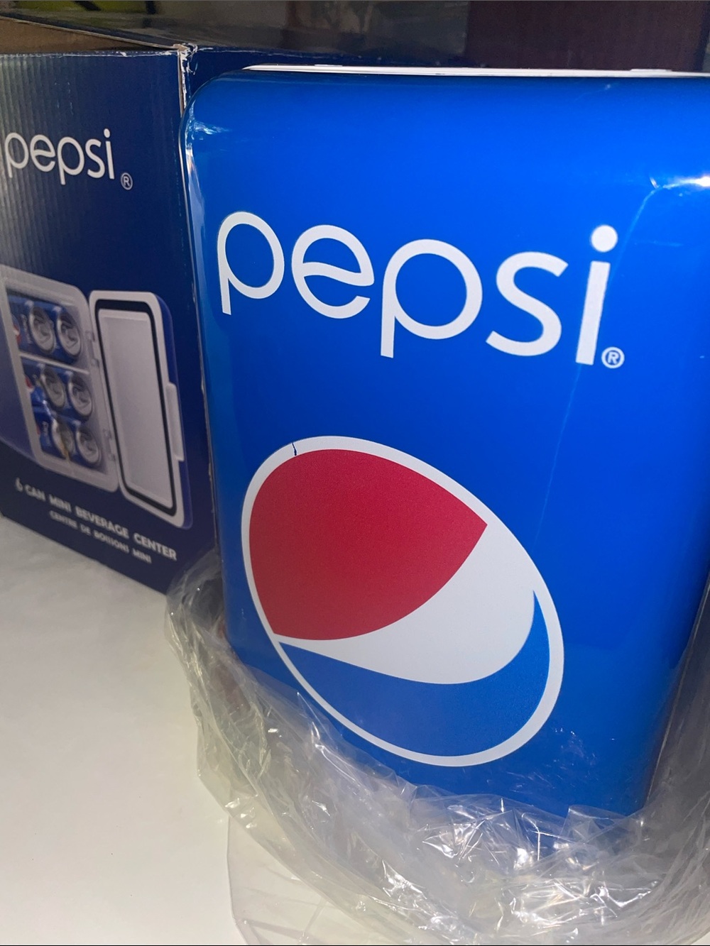 Pepsi 6-Can Portable Mini Fridge – New in Box | 120V Wall Outlet | 12V for Car